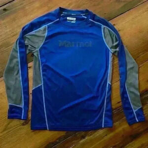 Marmot Blue Black Long Sleeve Underlayer Base Shirt XL 14–16
